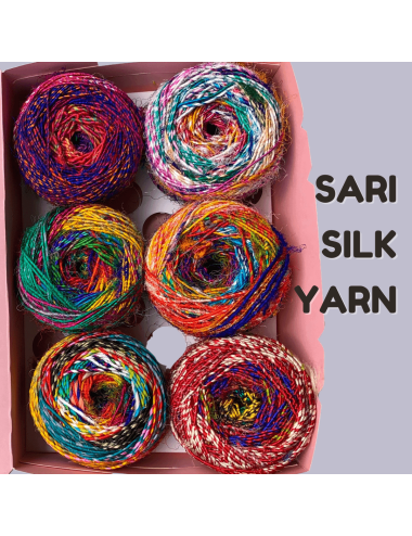 Sari Silk Yarn: Multi Colors: Cakes